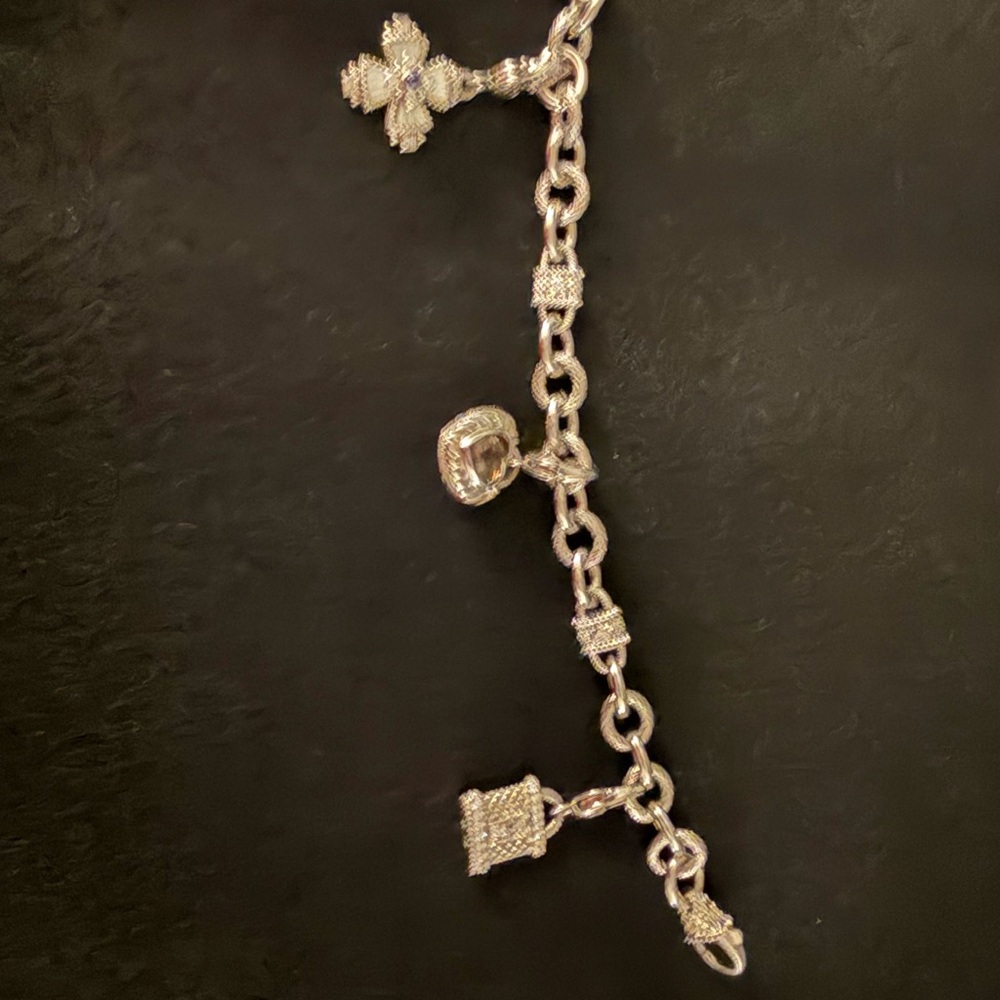 Judith Ripka Key To My Heart Sterling Silver Charm Bracelet - Picture 4 of 6
